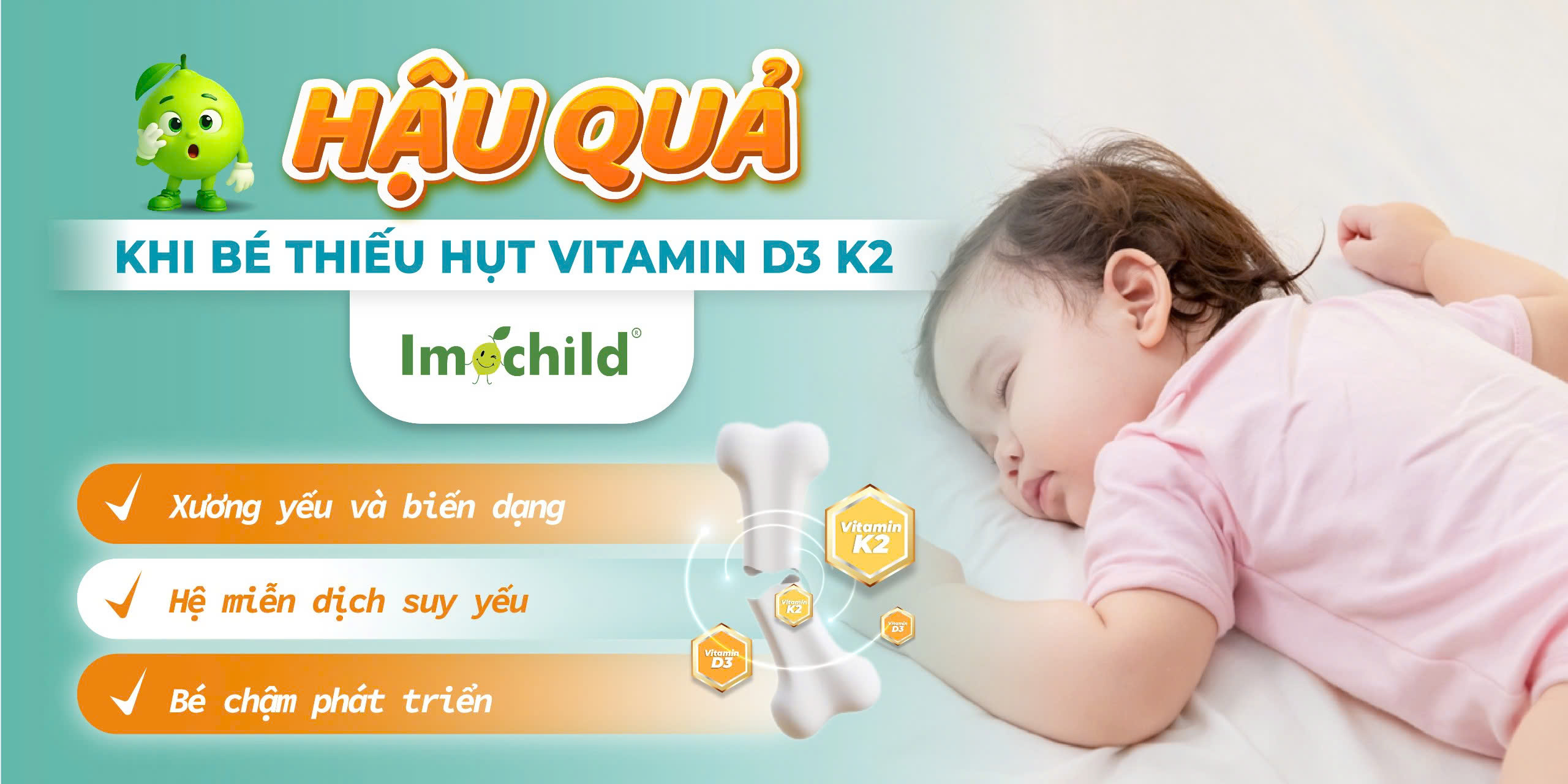 Hậu quả khi bé thiếu Vitamin D3K2