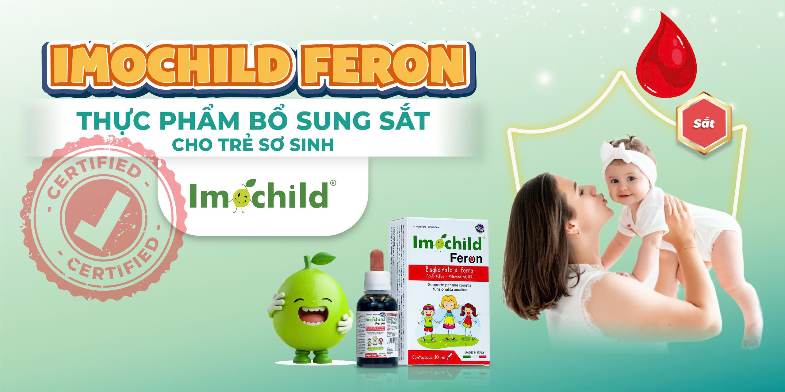 Hình ảnh thực phẩm bổ sung sắt an toàn Imochild Feron