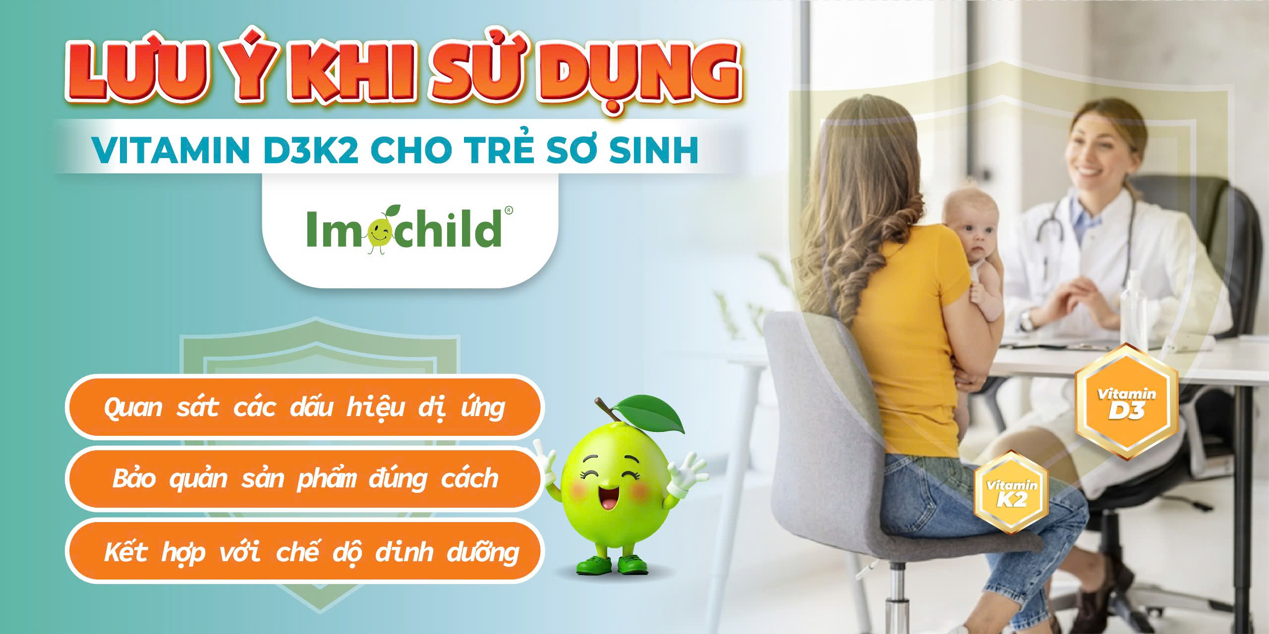 Các lưu ý khi sử dụng Vitamin D3 K2 cho bé